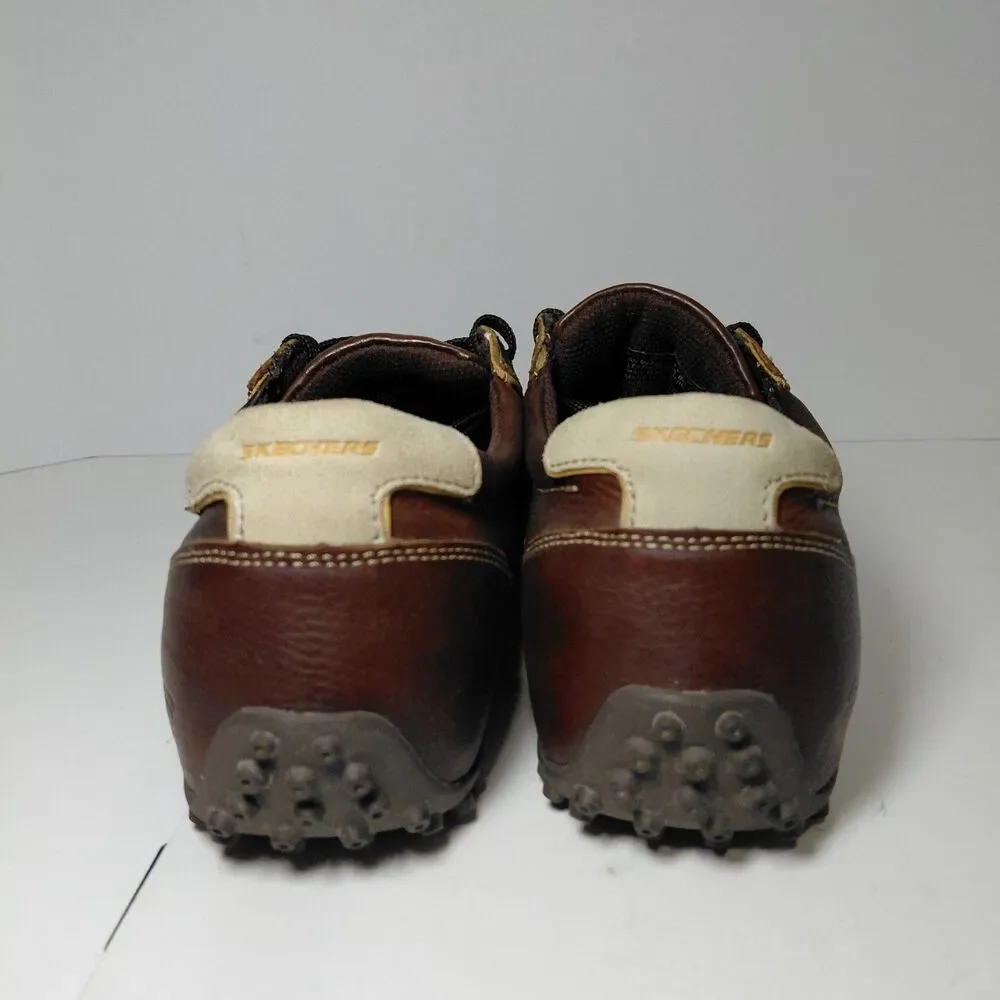 VTG Skechers Mens Diameter Casual Shoes Brown Leather Relaxed Step Size 9.5